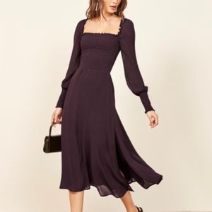 Reformation Rowan Dress in Blackberry